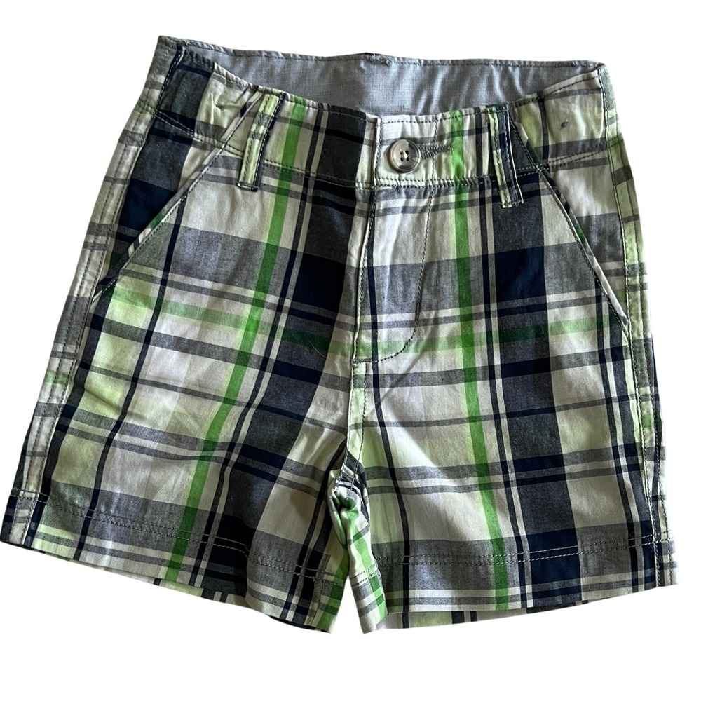 RuggedButts Reid Plaid Shorts 12-18m Green NWT Cotton Preppy BTWPL12-RDGN